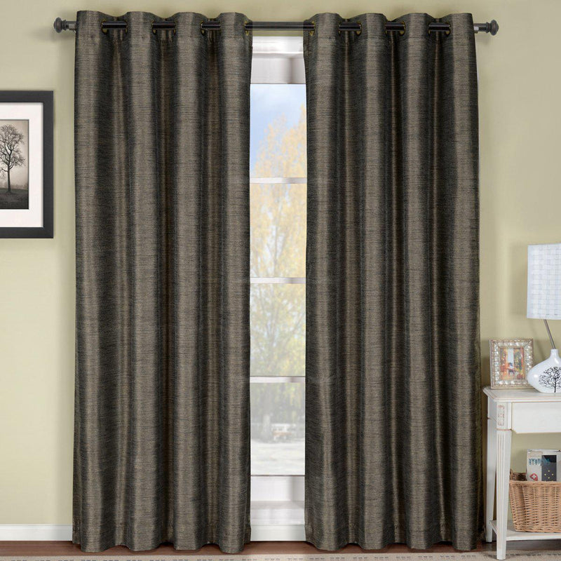 Geneva Lined Energy Saving Black-Out Grommet Curtain Panel Single-Royal Tradition-52 x 84" Panel-Grey-Egyptian Linens