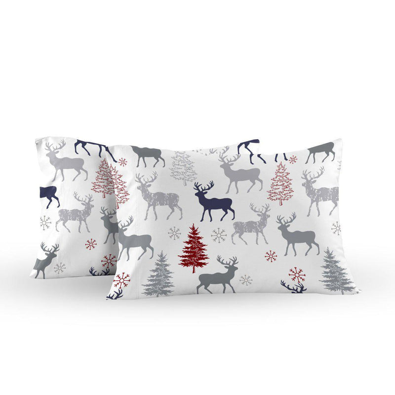 Heavyweight Printed Flannel Sheets 170GSM - Christmas Deer-Egyptian Linens
