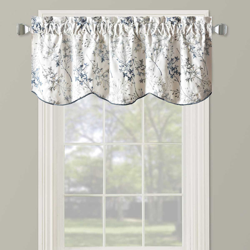 Lilia Lined Valance Scalloped Decorative Rope Embroidered 52"Wx19"L (Single)-Wholesale Beddings