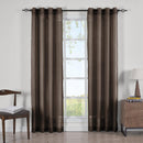 Abri Grommet Crushed Sheer Curtain Panels (Set of 2)-Royal Tradition-63 Inch Long-Chocolate-Egyptian Linens