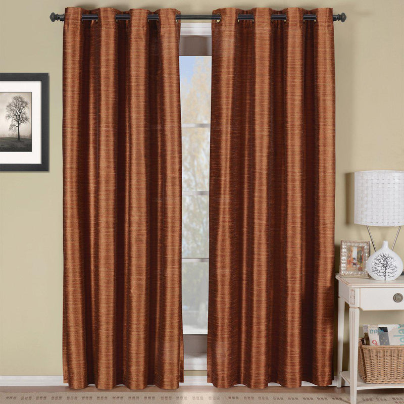 Geneva Lined Energy Saving Black-Out Grommet Curtain Panel Single-Royal Tradition-52 x 84" Panel-Rust-Egyptian Linens