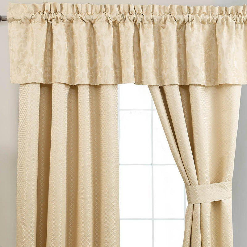 Sara 5 Piece Lined Jacquard Curtain Panel Set 84”Wx84”L-Royal Hotel Bedding-Egyptian Linens