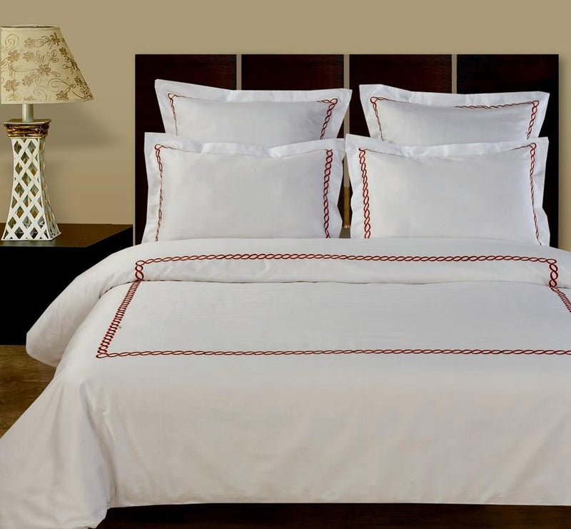 Embroidered Duvet Cover Set - Amy-Royal Tradition-Twin/Twin XL (3PC)-White / Red Embroidered-Egyptian Linens