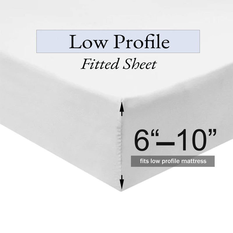 Low Profile Sateen Sheet Set (6”-10” Pockets) - 100% Cotton 300 Thread Count