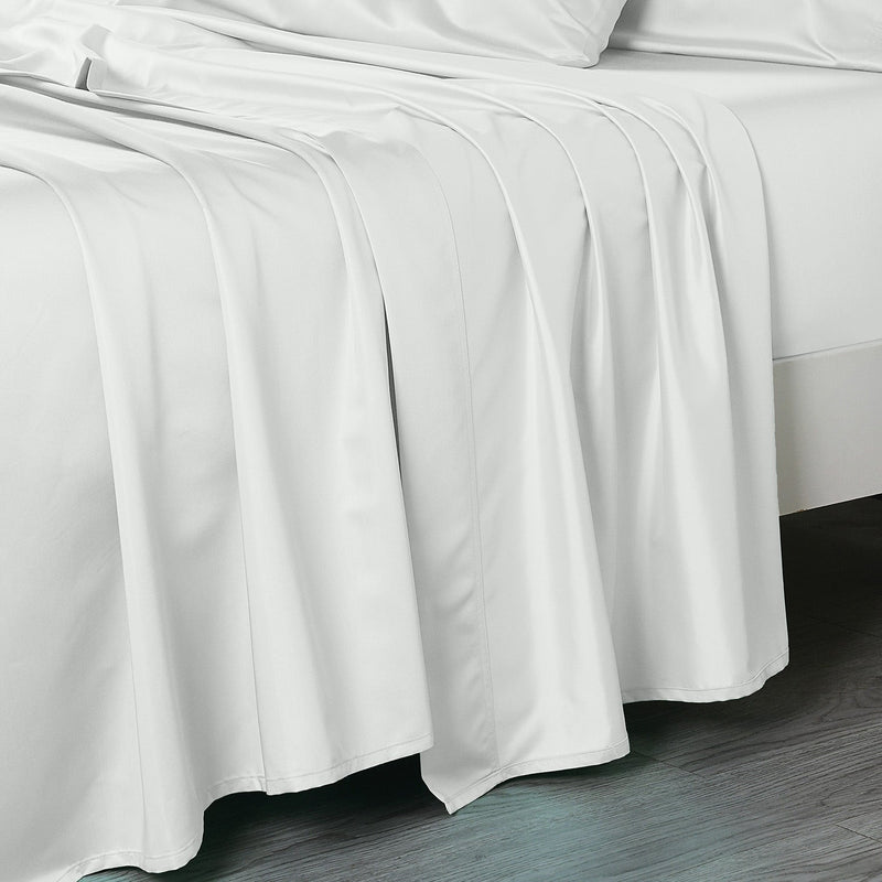 White 120 X 112 Inches Flat Sheet - Luxurious 500 Cotton Sateen 