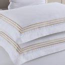 Adeline Duvet Cover Set close up embroidered border detailing in gold