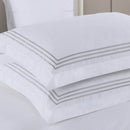 Adeline Duvet Cover Set close up embroidered border detailing in gray