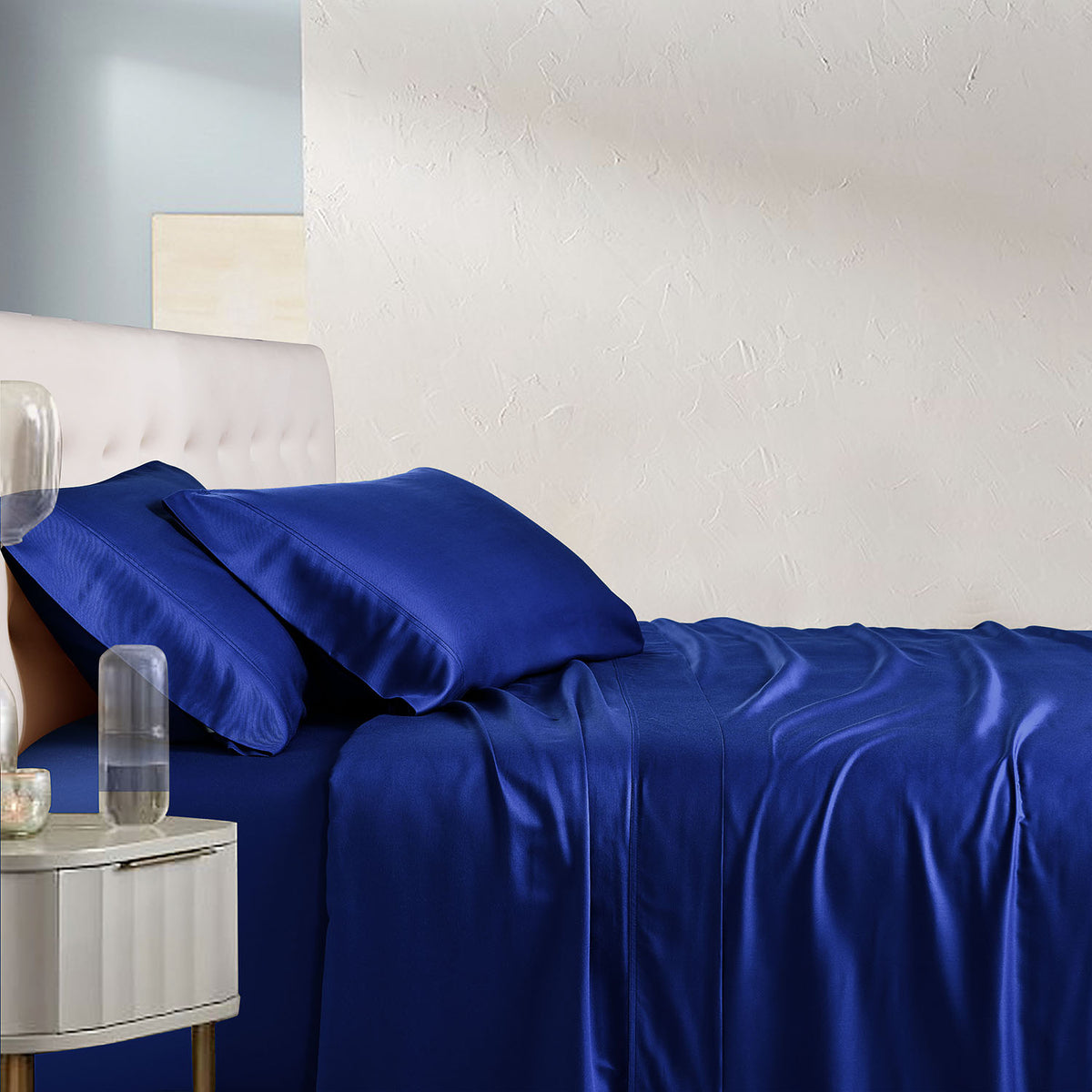 Silky Soft 100% Bamboo Sateen Sheet Set California King / Royal Blue, image size:1200x1200