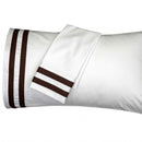 White pillowcases with brown stripes on a white background