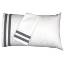 White pillowcases with gray stripes on a white background