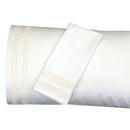 Set of white pillowcases with beige stripes on a white background