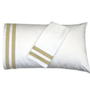 White pillowcases with Linen dark beige stripes on a white background