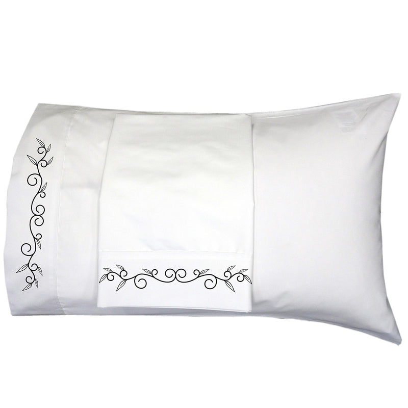 Elegant Border Luxurious Cotton Sateen Pillowcases  (Pair) USA