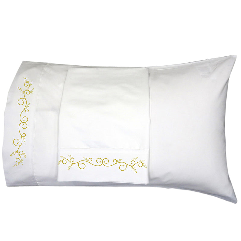 Elegant Border Luxurious Cotton Sateen Pillowcases  (Pair) USA