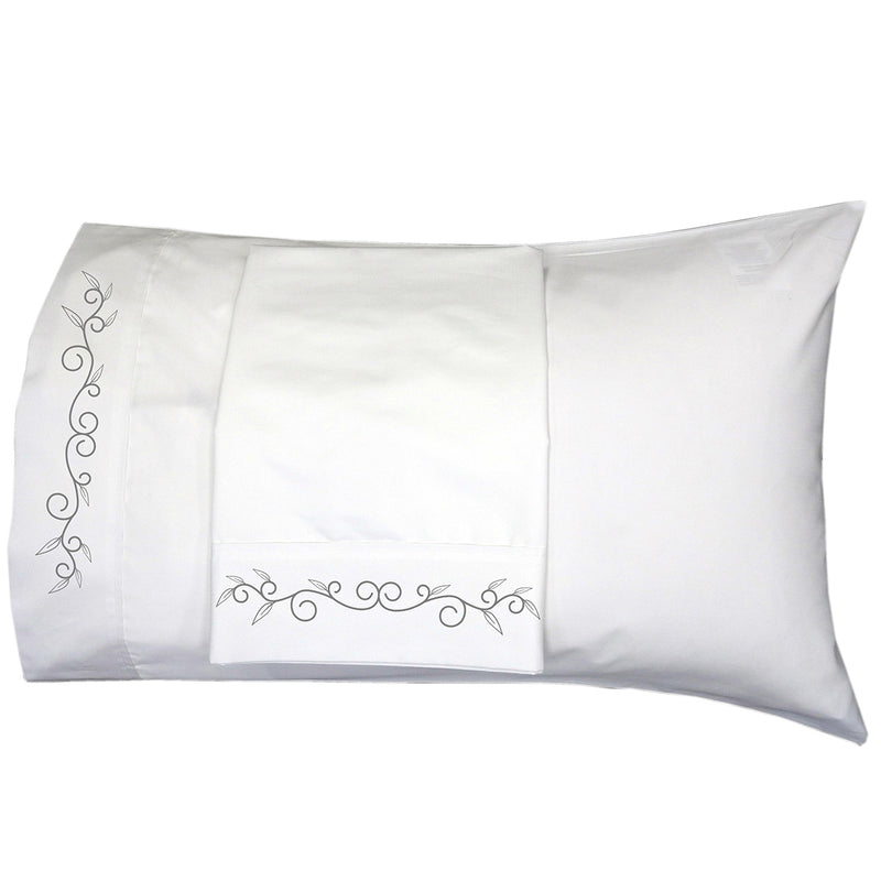 Elegant Border Luxurious Cotton Sateen Pillowcases  (Pair) USA