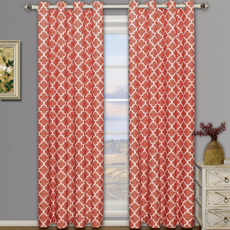 Thermal Insulated Curtain Coral Meridian Pair (Set of 2 Panels)