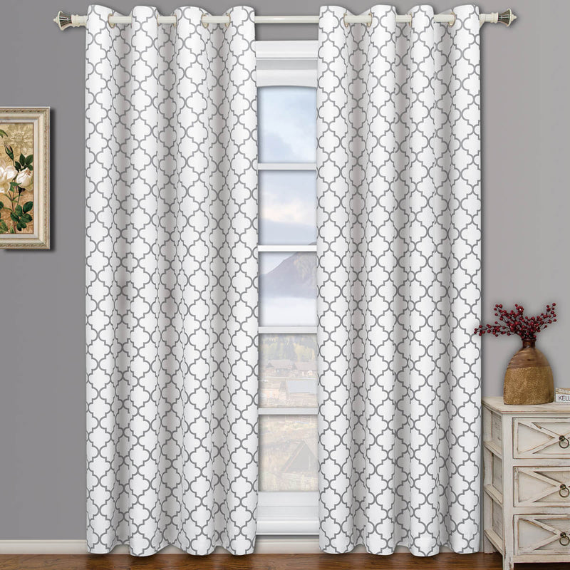 Thermal Insulated Curtain White & Gray Meridian Pair ( Set of 2 Panels)