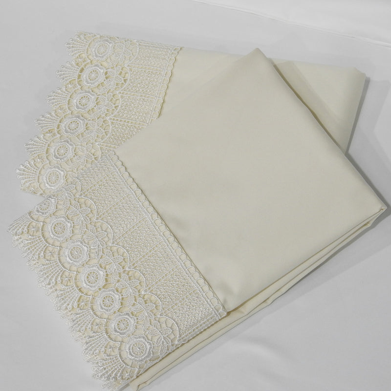 Embellished 4-Inch Eyelet Pillowcases (Pair) Luxury 608 Thread Count - USA