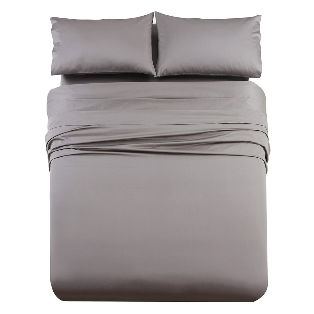 Heavyweight 800 Thread Count Cotton Bed Sheets Made in USA Fitted + Pillowcases / King/Gray by Egyptian Linens