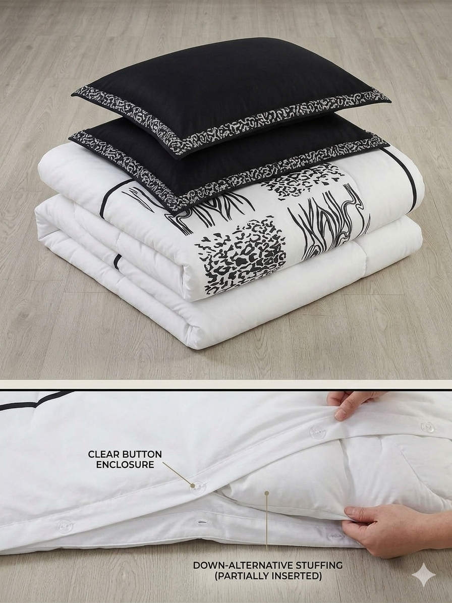 Burbank Embroidered Cotton 3 Piece Duvet Cover Set