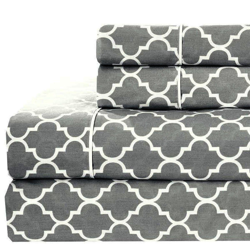 Meridian Flex Top California King Sheet Set-Royal Tradition-Gray & White-Egyptian Linens