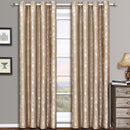 Pair Charlotte Leafy Jacquard Drapes Grommet Window Curtains (Set of 2 Panels)-Royal Tradition-104 x 108" Pair-Mocha-Egyptian Linens