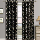 Pair Charlotte Leafy Jacquard Drapes Grommet Window Curtains (Set of 2 Panels)-Royal Tradition-104 x 63" Pair-Black-Egyptian Linens