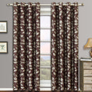Pair Charlotte Leafy Jacquard Drapes Grommet Window Curtains (Set of 2 Panels)-Royal Tradition-104 x 84" Pair-Chocolate-Egyptian Linens