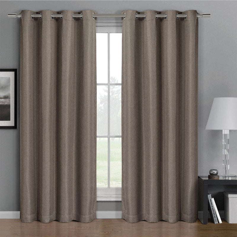Gulfport Faux Linen Blackout Weave Curtains With Grommets Single Panel-Royal Tradition-52 x 84" Panel-Brown-Egyptian Linens
