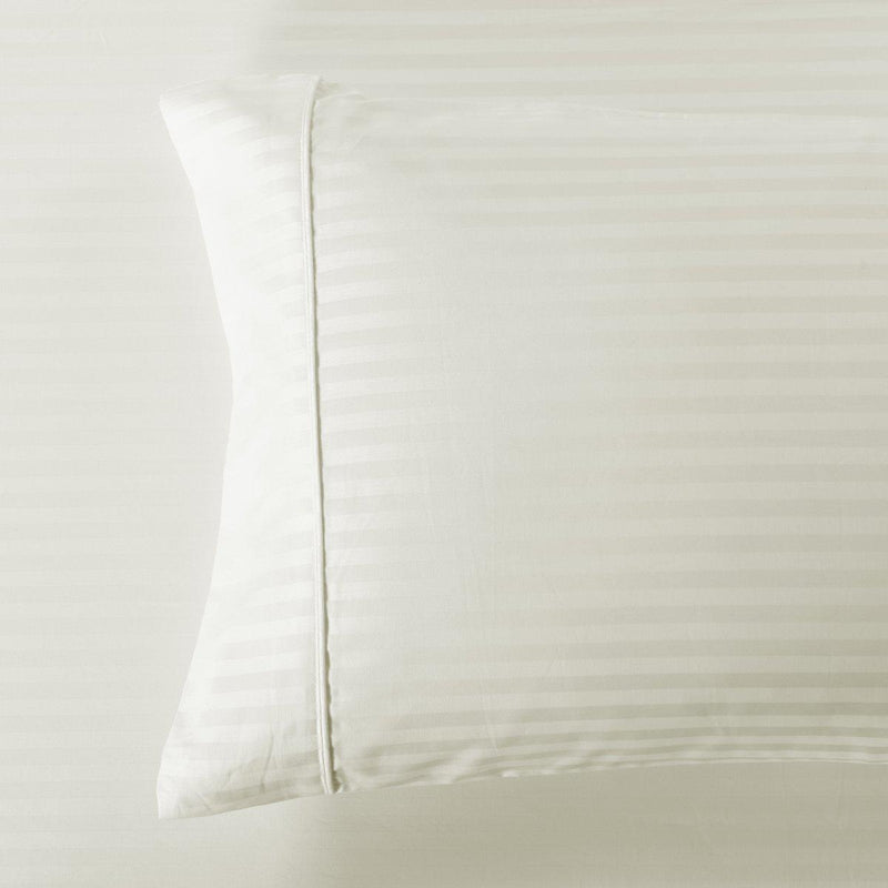 Damask Stripe 600 Thread Count Pillowcases (Pair)-Royal Tradition-King Pillowcases Pair-Ivory-Egyptian Linens