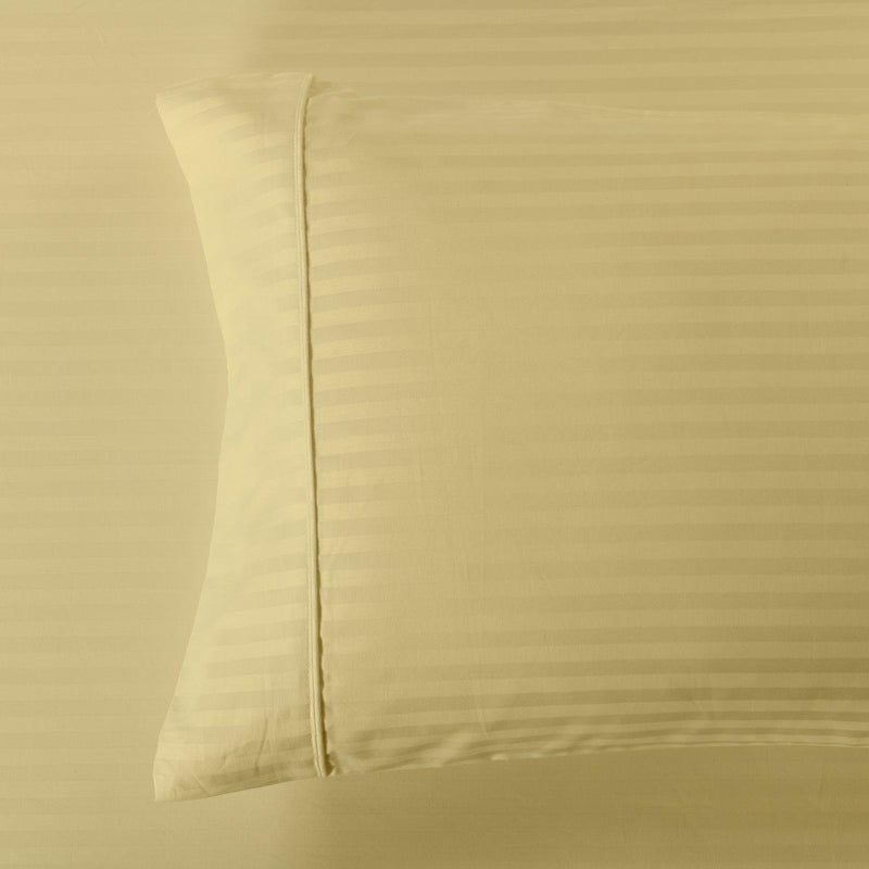 Damask Stripe 600 Thread Count Pillowcases (Pair)-Royal Tradition-Standard Pillowcases Pair-Gold-Egyptian Linens
