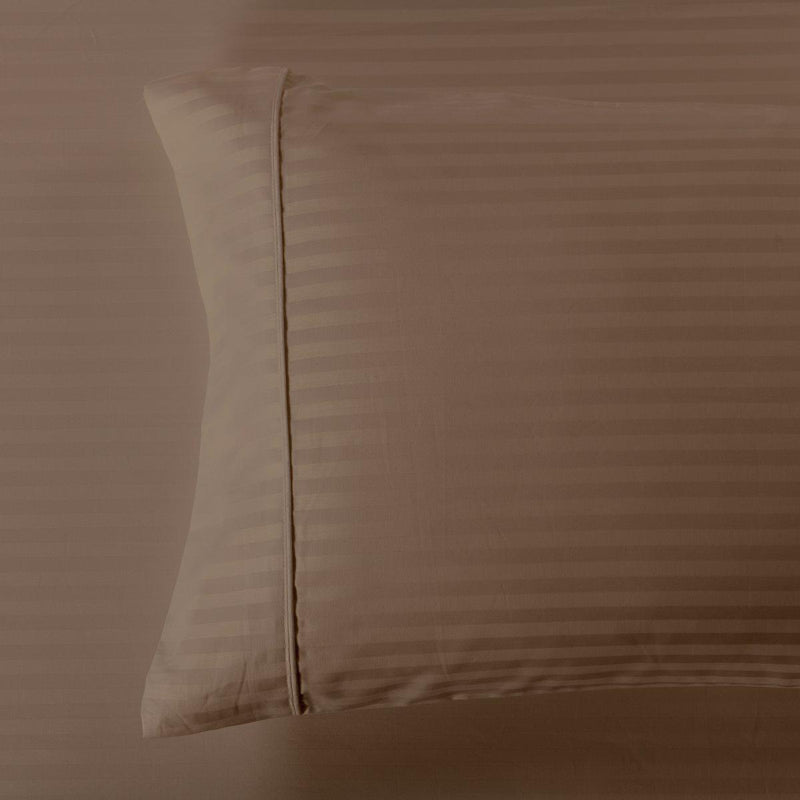 Damask Stripe 600 Thread Count Pillowcases (Pair)-Royal Tradition-Standard Pillowcases Pair-Taupe-Egyptian Linens
