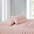 Attached Waterbed Sheet Set Stripe 300 Thread Count-Royal Tradition-Super Single Waterbed-Blush-Egyptian Linens