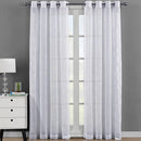 Harvard Grommet Top Embroidered Sheer Panel Pair (Set of 2 )-Royal Tradition-54 x 63" Panel-White-Egyptian Linens