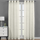 Harvard Grommet Top Embroidered Sheer Panel Pair (Set of 2 )-Royal Tradition-54 x 63" Panel-Beige-Egyptian Linens