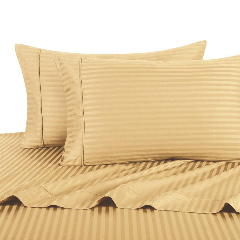 Sheet Set - Striped 600 Thread Count-Royal Tradition-Twin XL-Gold-Egyptian Linens