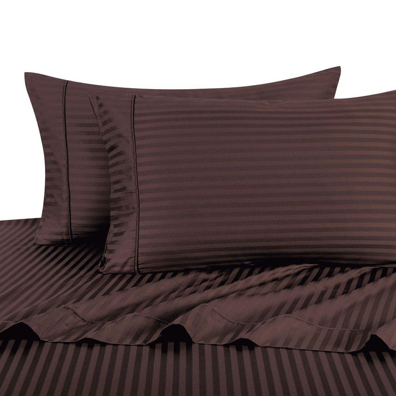 Sheet Set - Striped 600 Thread Count-Royal Tradition-Twin XL-Chocolate-Egyptian Linens
