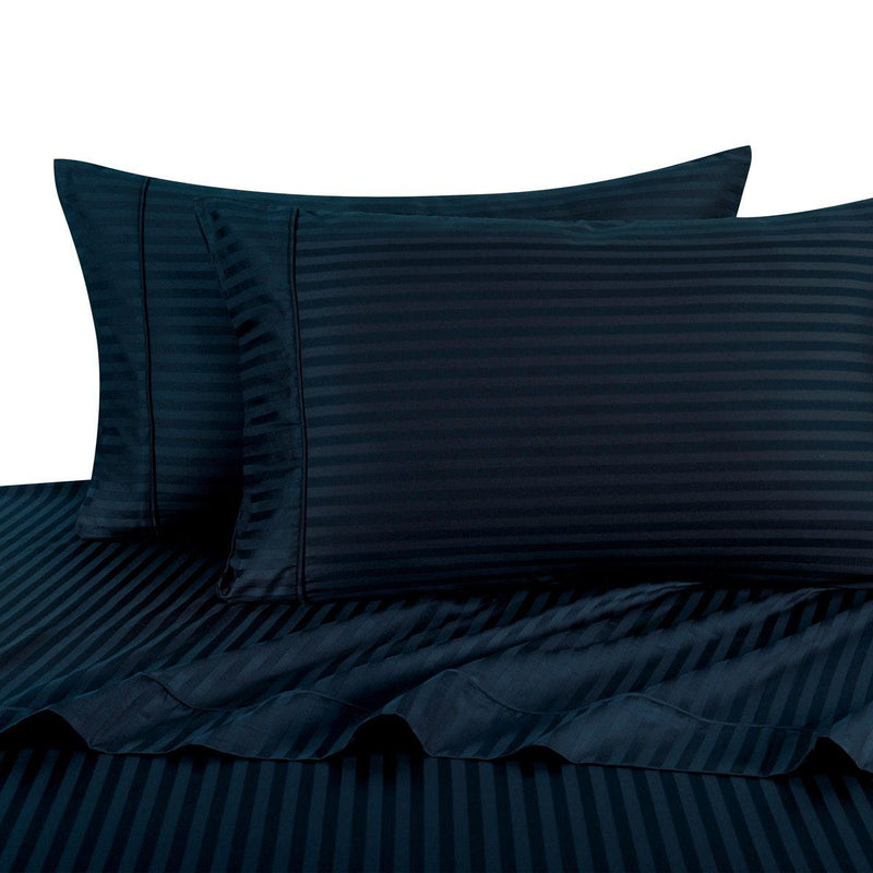 Sheet Set - Striped 600 Thread Count-Royal Tradition-Twin XL-Navy-Egyptian Linens