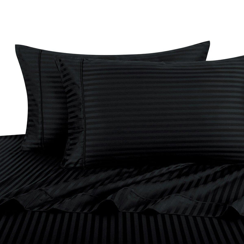 Sheet Set - Striped 600 Thread Count-Royal Tradition-Twin XL-Black-Egyptian Linens