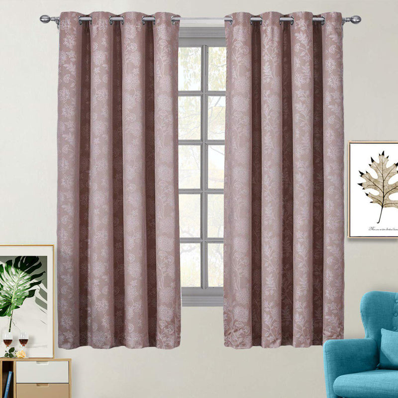 100% Blackout Curtain Panels Fannie - Woven Jacquard Triple Pass Thermal Insulated (Set of 2 Panels)-Royal Tradition-54 x 63" Panel-Cappuccino-Egyptian Linens
