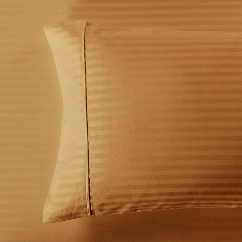 Damask Stripe 600 Thread Count Pillowcases (Pair)-Royal Tradition-Standard Pillowcases Pair-Bronze-Egyptian Linens