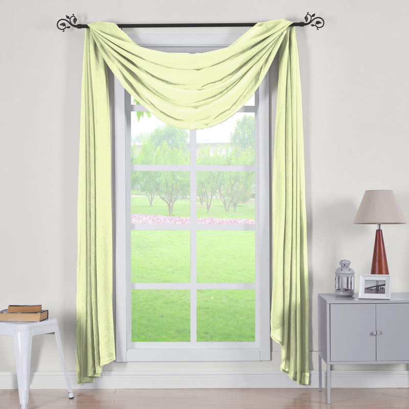 Abri Rod Pocket Crushed Sheer Curtain Panel (Single)-Royal Tradition-50 x 216" Scarf-Spring Green-Egyptian Linens