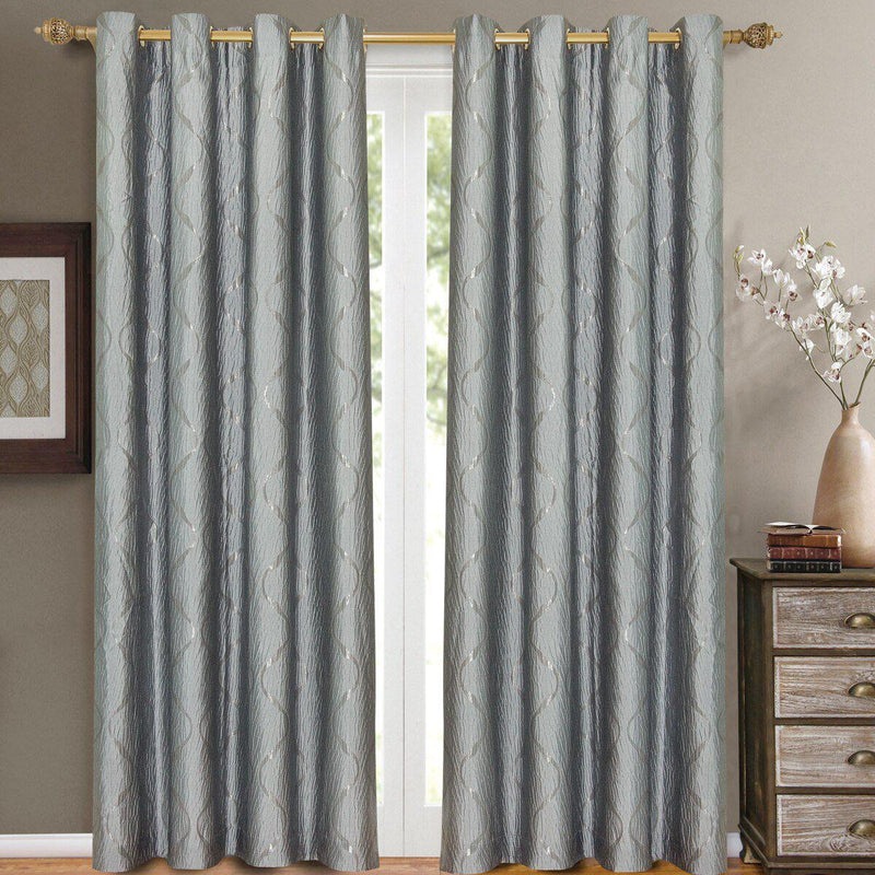 Laguna Contemporary Swirl Jacquard Curtain Panels With Top Grommets (Pair)-Royal Tradition-104 x 63" Pair-Blue-Egyptian Linens