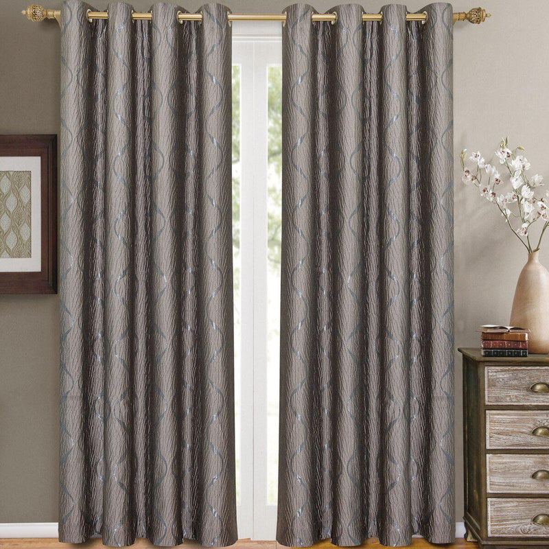 Laguna Contemporary Swirl Jacquard Curtain Panels With Top Grommets (Pair)-Royal Tradition-104 x 63" Pair-Taupe-Egyptian Linens