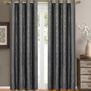 Laguna Contemporary Swirl Jacquard Curtain Panels With Top Grommets (Pair)-Royal Tradition-104 x 63" Pair-Steel-Egyptian Linens