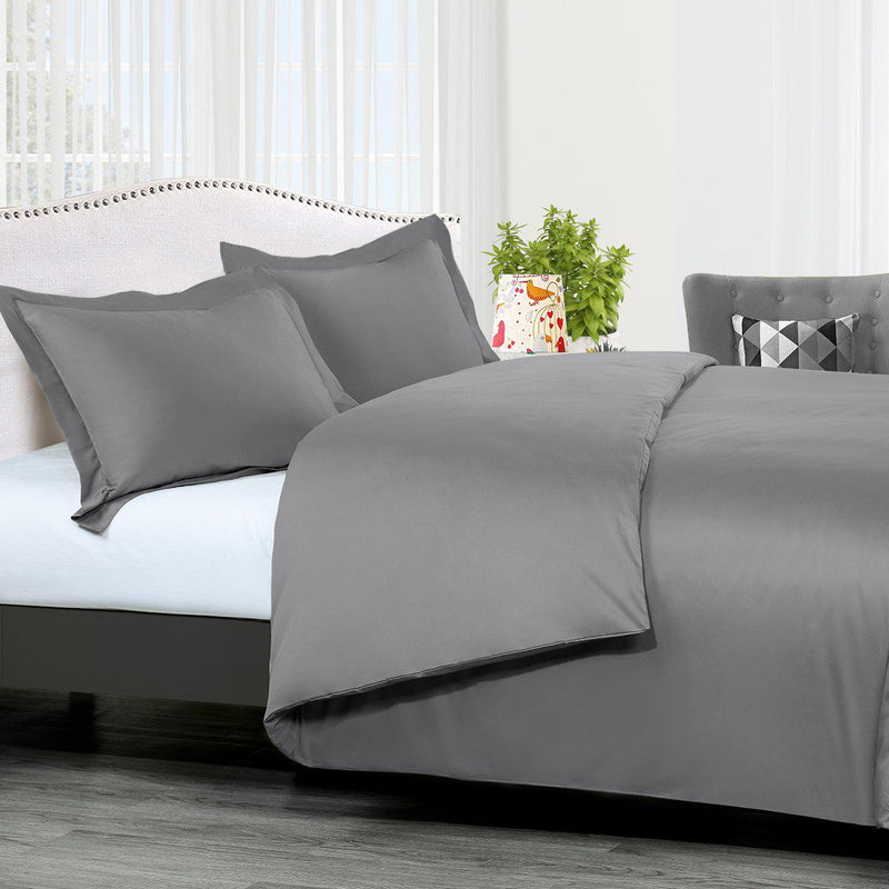 Duvet Cover Set Solid 300 Thread count-Royal Tradition-Twin/Twin XL-Gray-Egyptian Linens