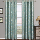 Pair Charlotte Leafy Jacquard Drapes Grommet Window Curtains (Set of 2 Panels)-Royal Tradition-104 x 63" Pair-Blue (Aqua)-Egyptian Linens