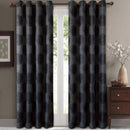 Lexington Circle Swirl Jacquard Curtains Top Grommet Panels (Set of 2)-Royal Tradition-104 x 63" Pair-Black-Egyptian Linens