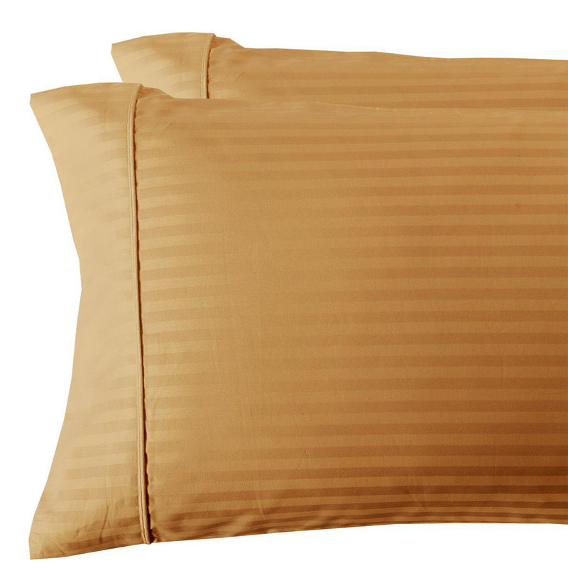 Damask Stripe 300 Thread Count Pillowcases-Royal Tradition-Standard Pillowcases Pair-Bronze-Egyptian Linens