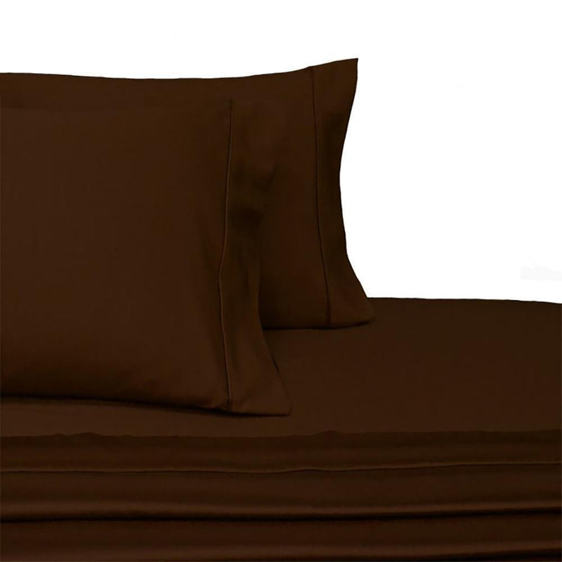 Split Top King Sheets 300 Thread Count 100% Cotton (Half Split Fitted)-Royal Tradition-Chocolate-Egyptian Linens